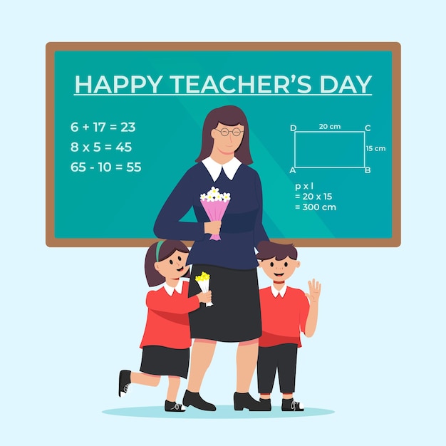 Flat design happy techers day illustration