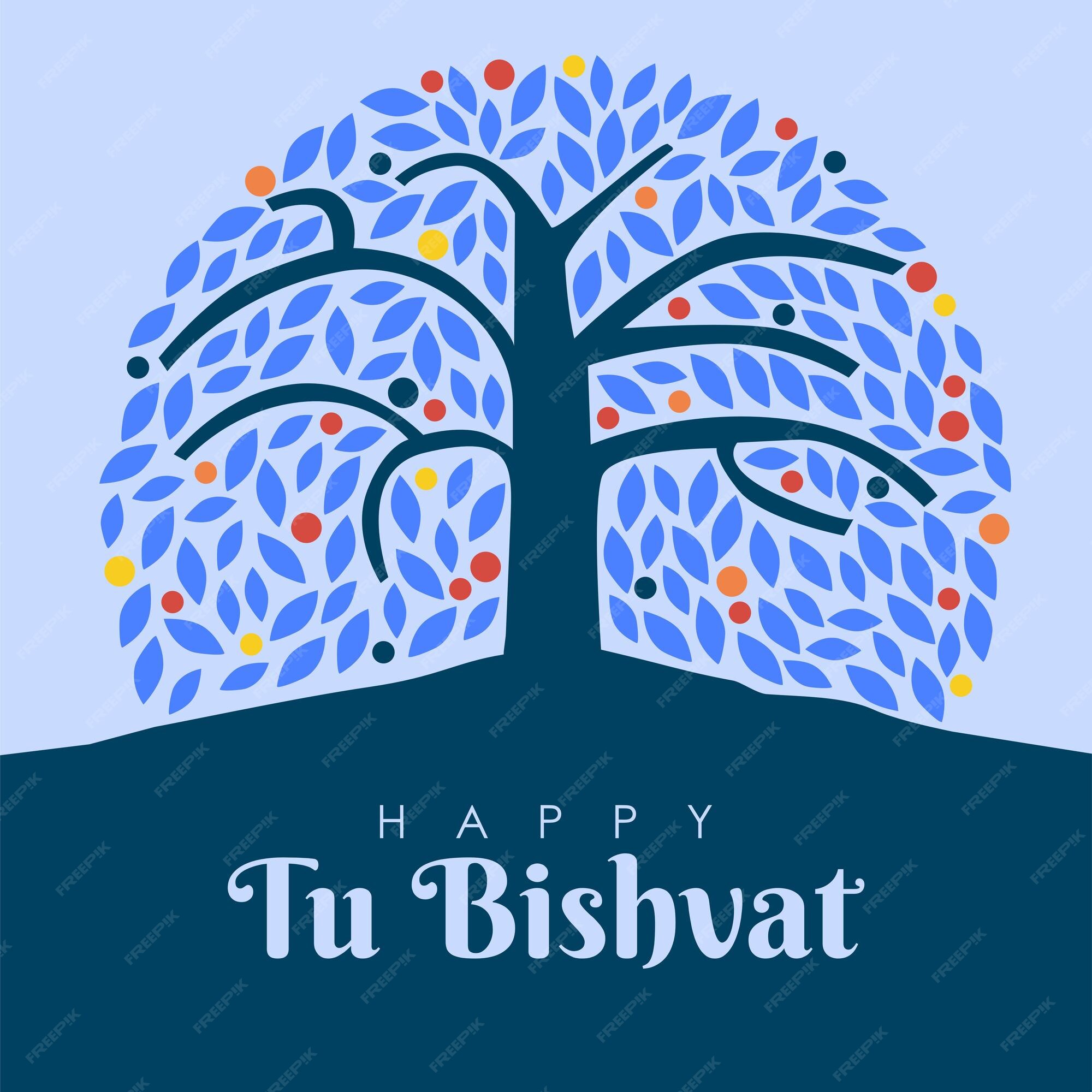 Premium Vector Flat design happy tu bishvat poster template vector