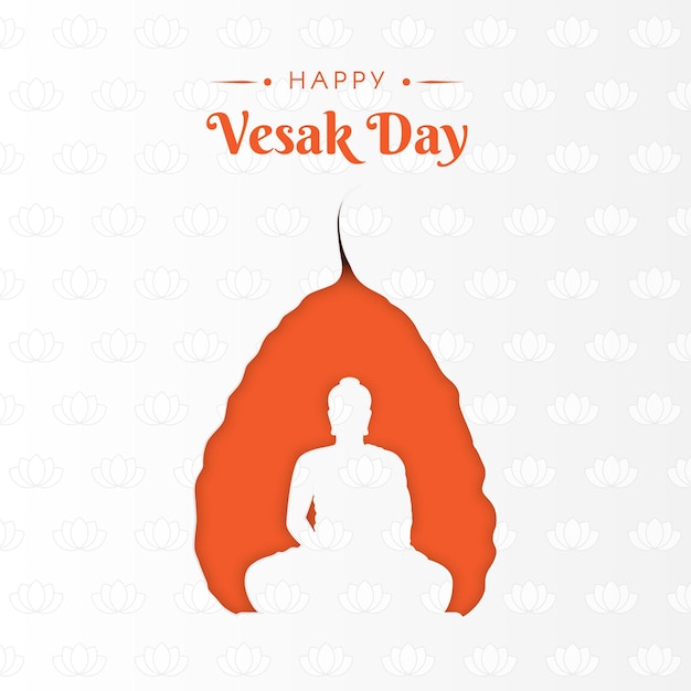 Flat design happy Vesak event concept on leaf