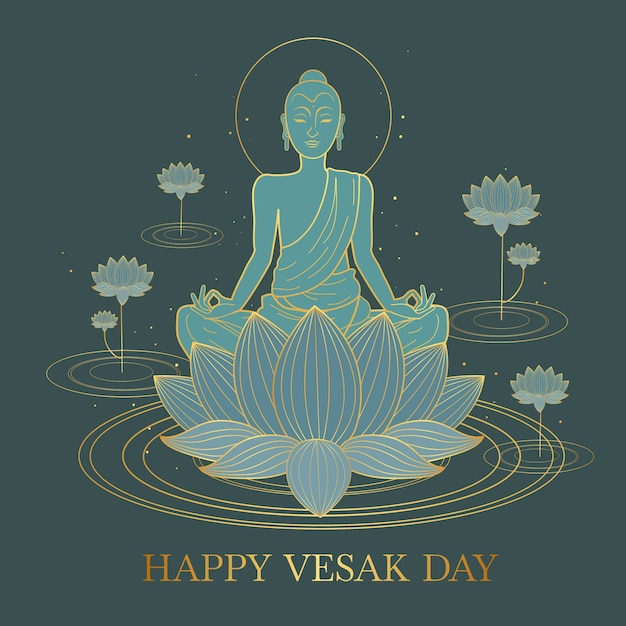 Вектор Концепция дизайна happy vesak плоский дизайн