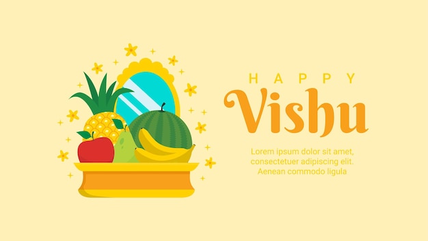 Flat design happy vishu banner template