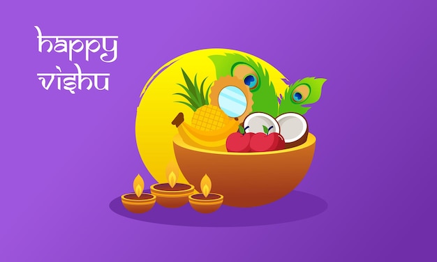 Flat design happy vishu illustration