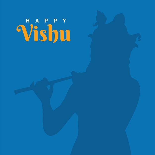 Flat design happy vishu poster template