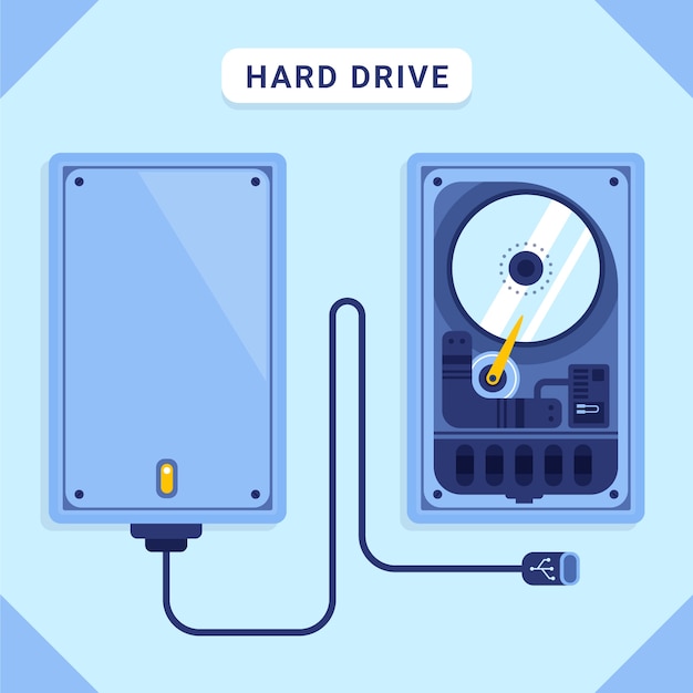 Flat design hard drive illustration