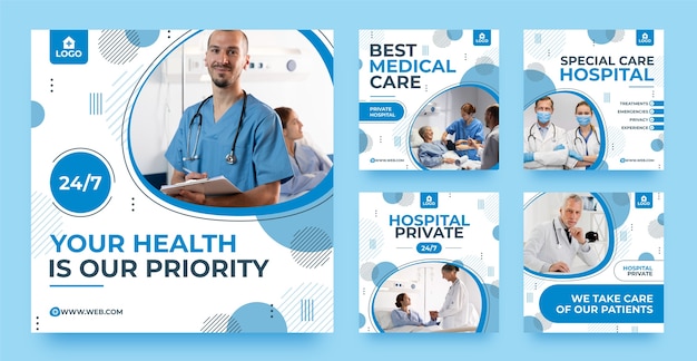 flat design healthcare establishment instagram post