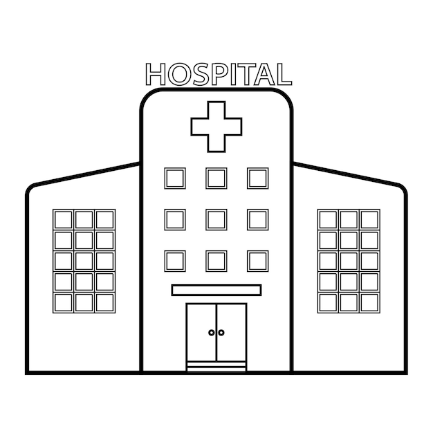 Плоский дизайн Healthcare Hospital Icon Медицинская концепция со зданием больницы