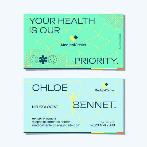 Vector flat design healthcare service  horizontal business card