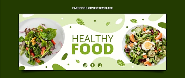 Vector flat design healthy food facebook cover