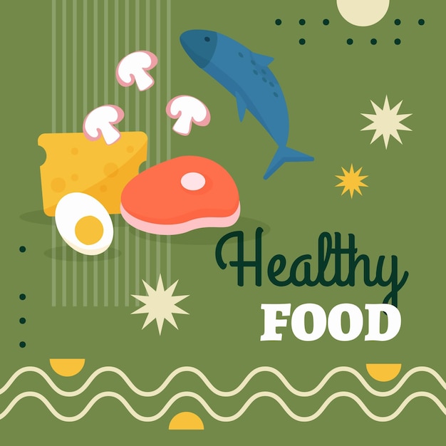 Vector flat design healthy food instagram post