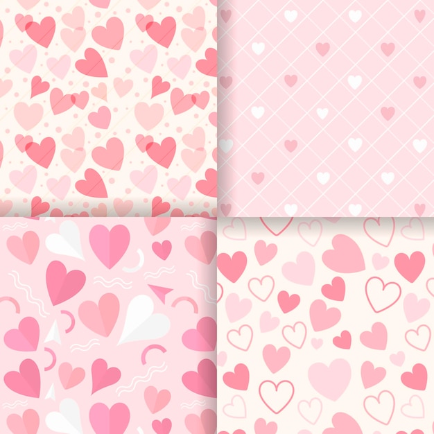 Flat design heart pattern collection