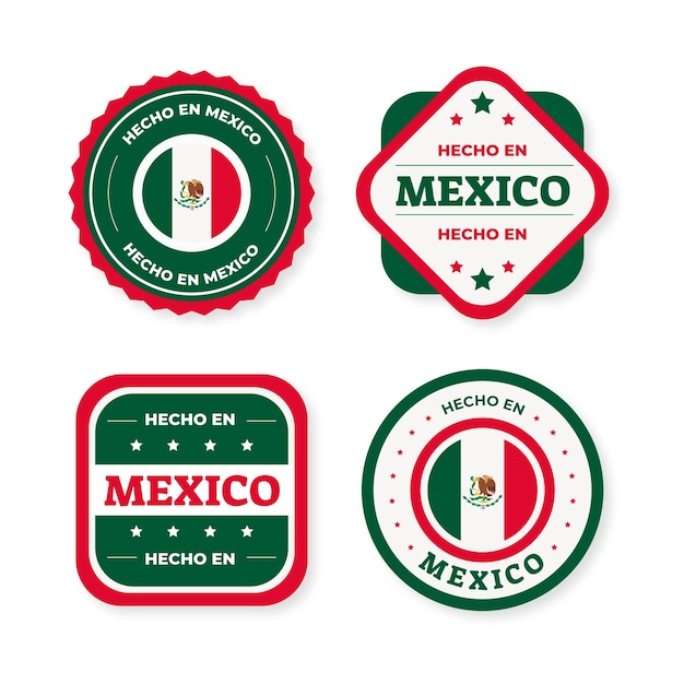 Vector flat design hecho en mexico label collection