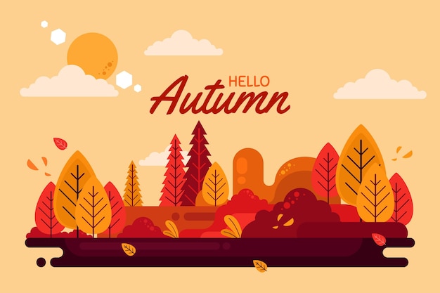 Flat design hello autumn background