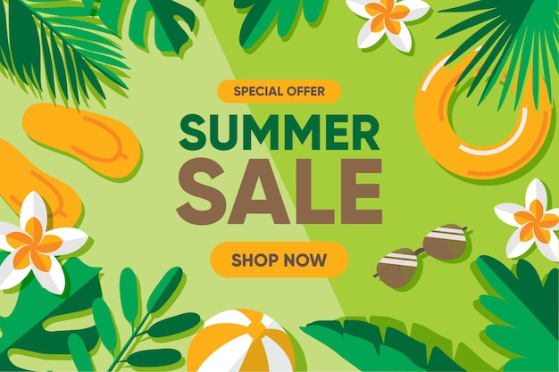 Flat design hello summer sale concept