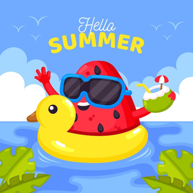 Vector flat design hello summer