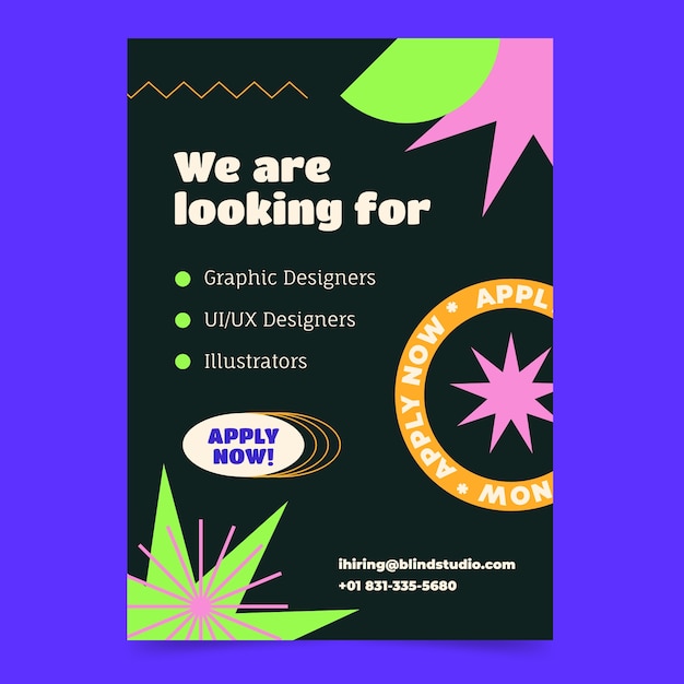 Flat design hiring poster template