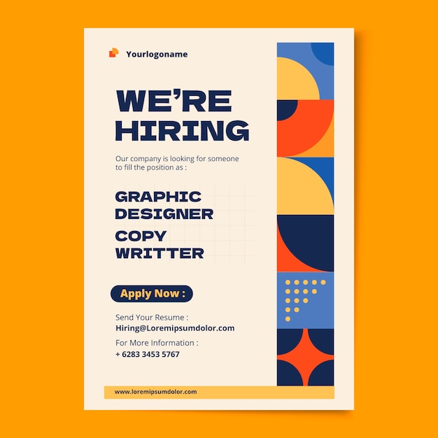 Vector flat design hiring poster template