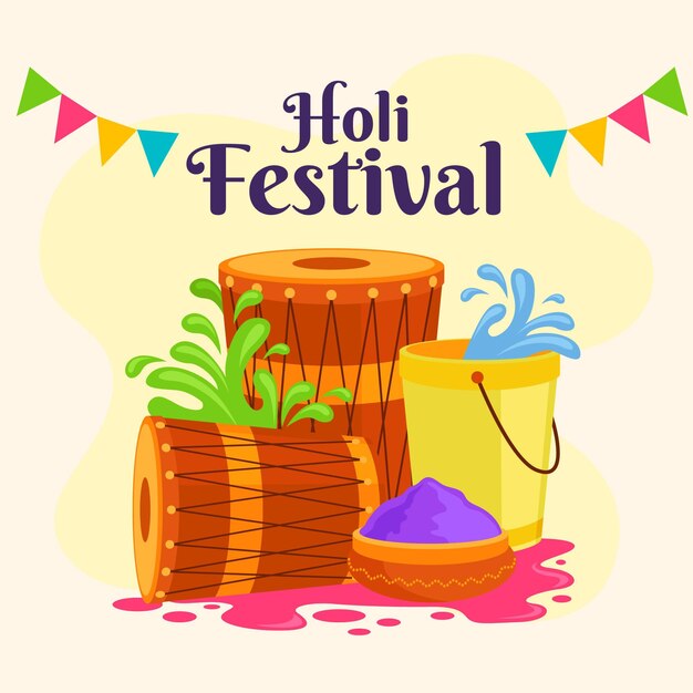 Flat design holi festival concept