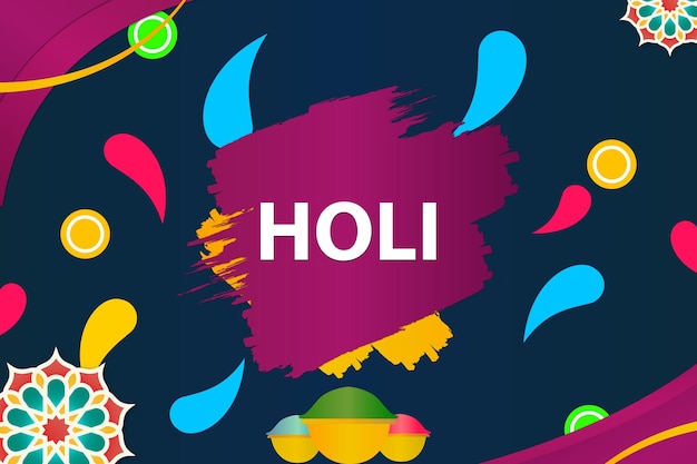 Вектор Плоский дизайн иллюстрации фестиваля холи. иллюстрация абстрактной красочной фоновой карты happy holi