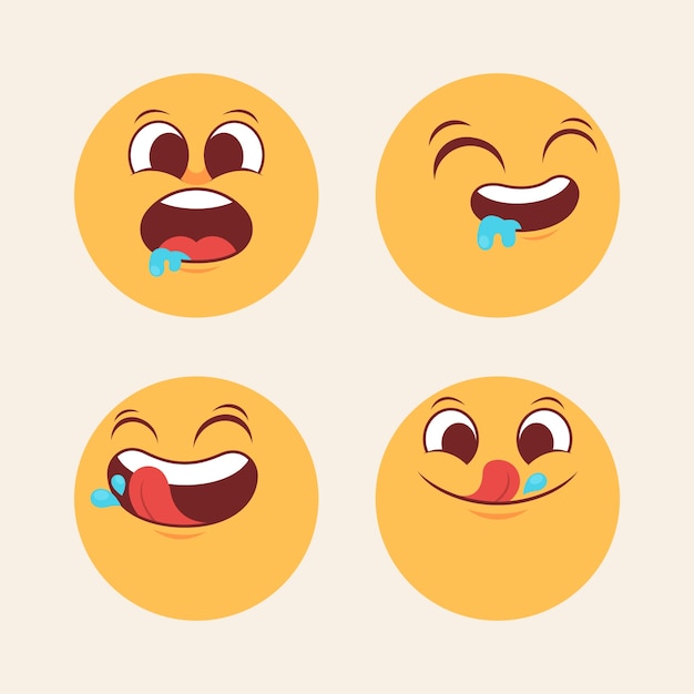 Vector flat design hongerige emoji illustratie