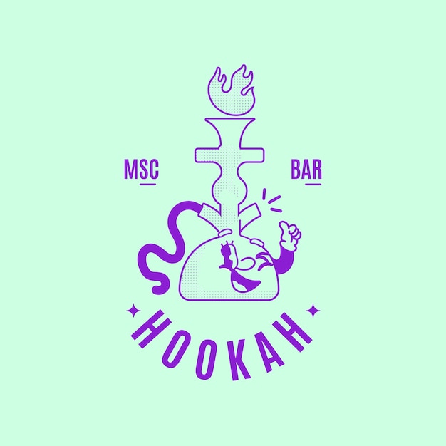 Flat design hookah restaurant logo