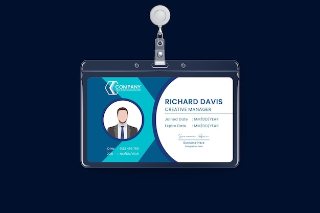 Flat design horizontal id card template