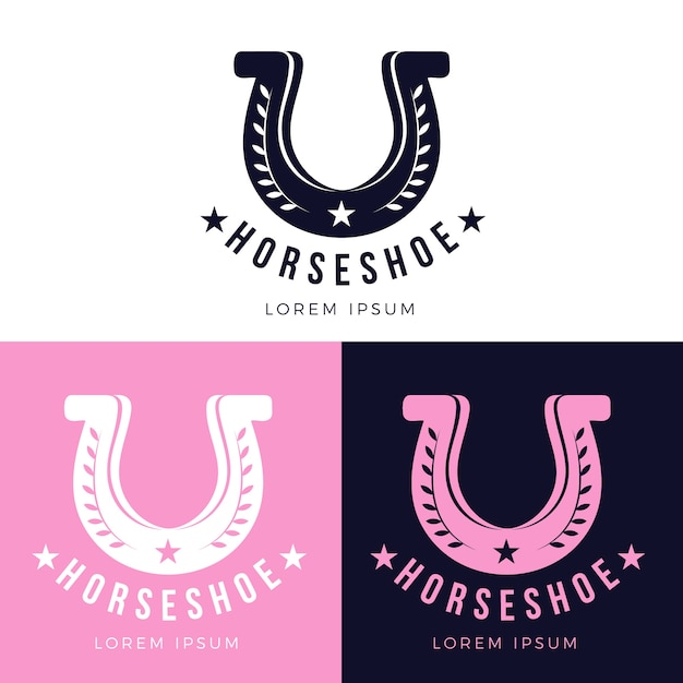 Vector flat design horseshoe logo template