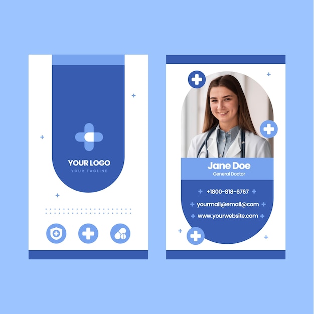 Vector flat design hospital care vertical business card