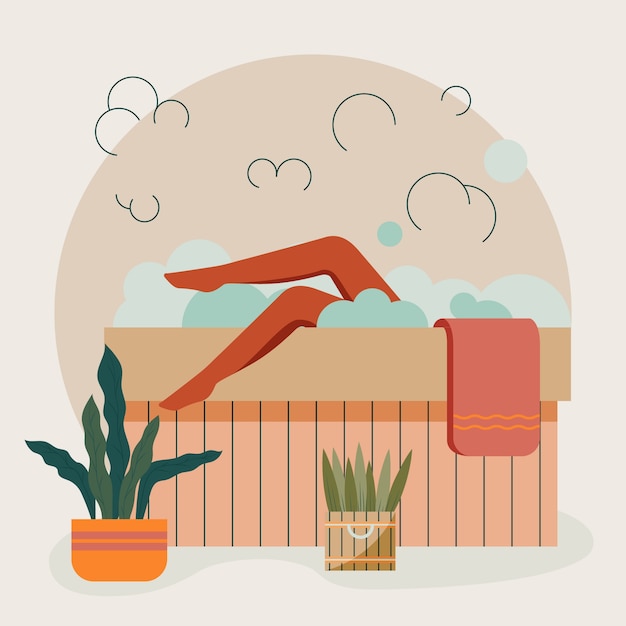 Vector flat design hot tub illustration