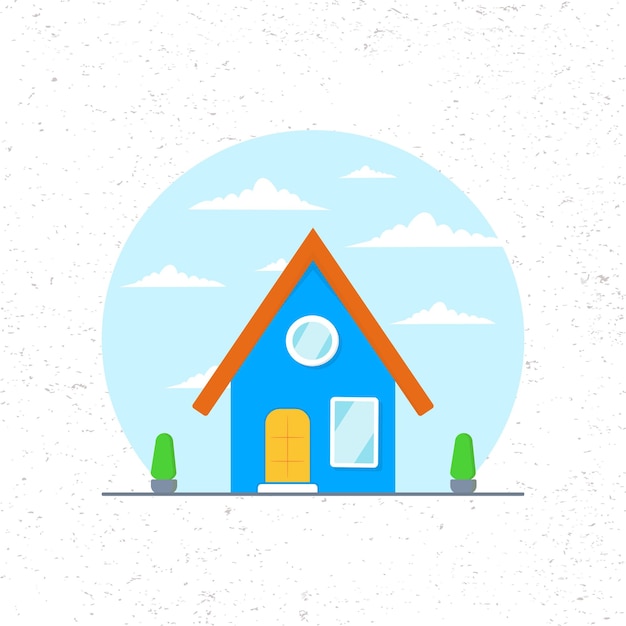 Flat design house illustration front view of the building isolated