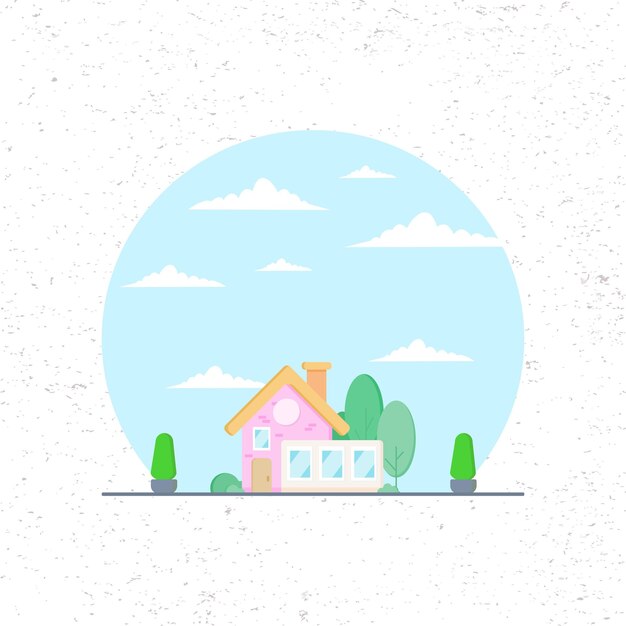 Flat design house illustration front view of the building isolated