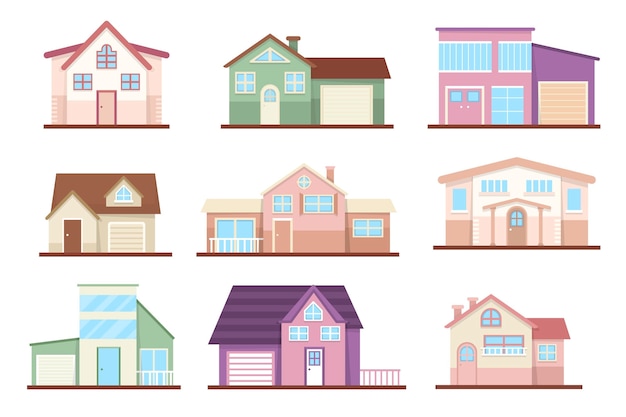 Flat design house pack