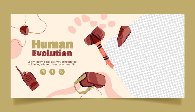 Vettore banner dell'evoluzione umana a disegno piatto