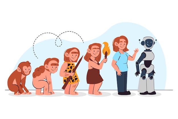 Vector flat design human evolution illustration