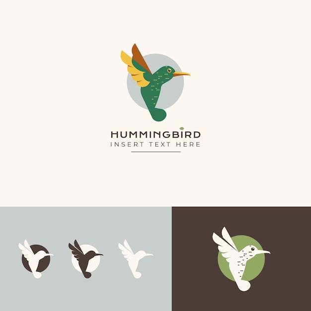 Flat design hummingbird logo templalte