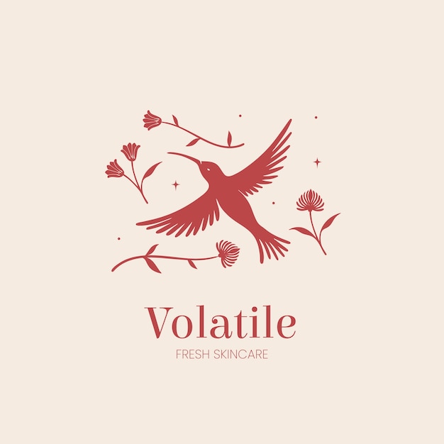 Modello di logo colibrì design piatto