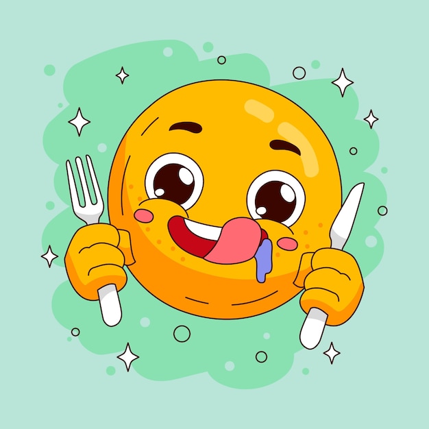 Flat design hungry emoji illustration