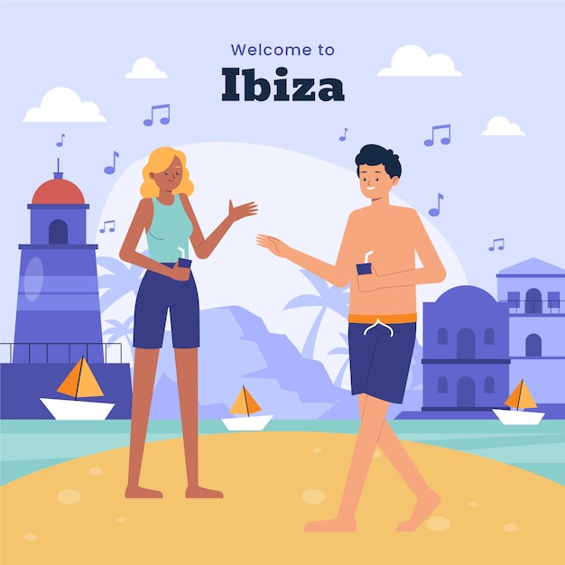 Vettore illustrazione di ibiza di design piatto