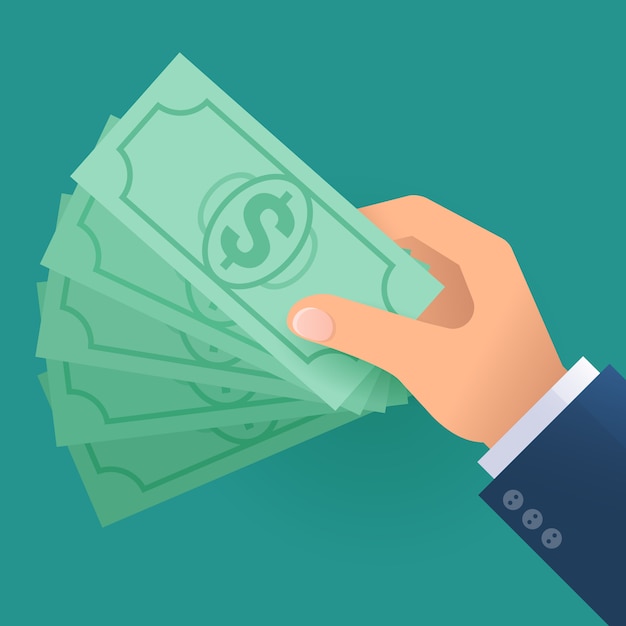 Flat design icon concept with hand with money.