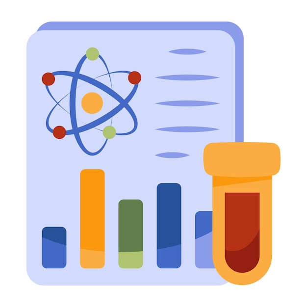 Vettore un'icona di progettazione piatta del rapporto di scienza dei dati