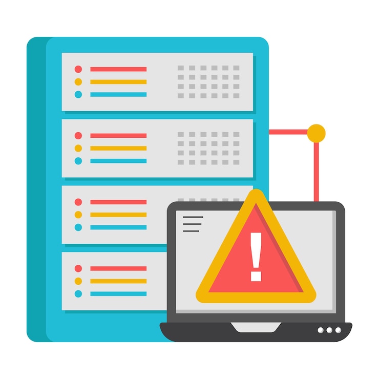 Vector a flat design icon of database warning
