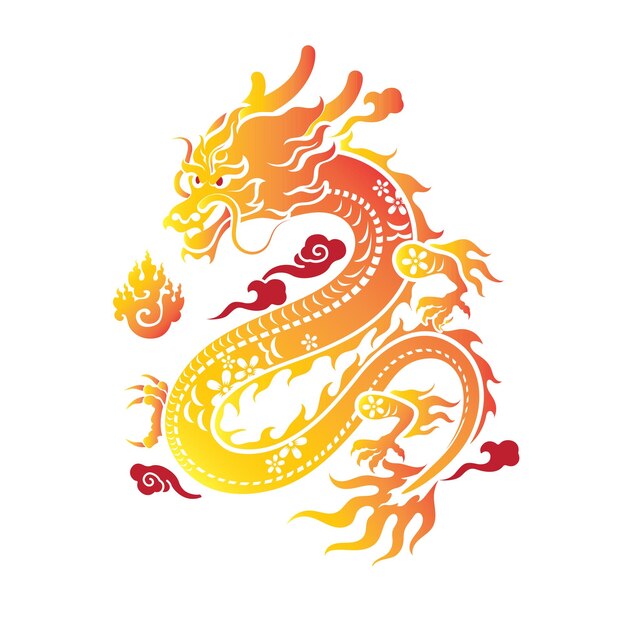 Vector flat design icon dragon paper cut style