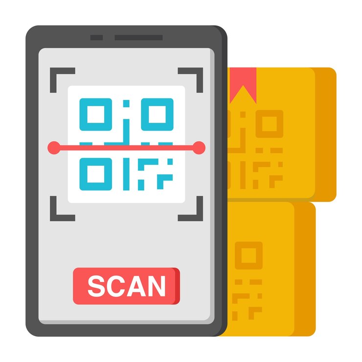 Vector flat design icon of mobile barcode