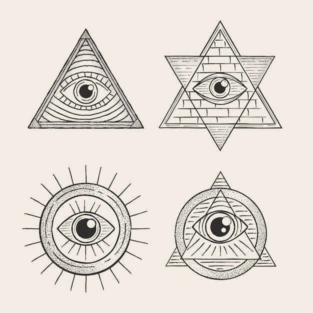 Vector flat design illuminati icon set