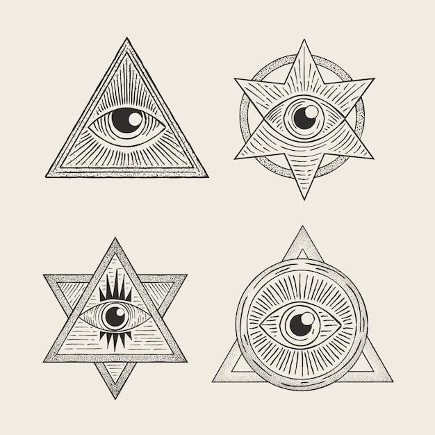 Vector flat design illuminati icon set