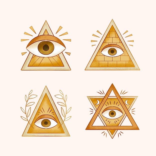 Vector flat design illuminati icon set