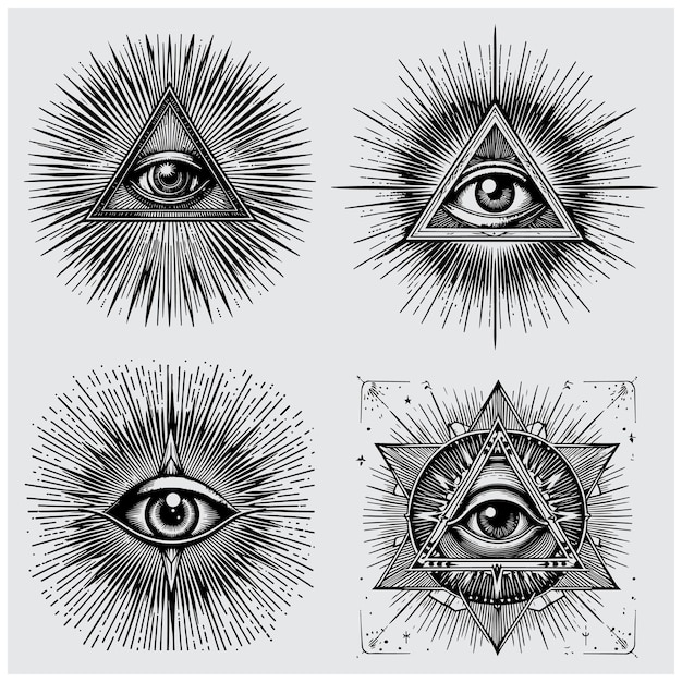 Vector flat design illuminati icon set