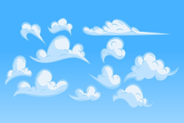 Vector flat design illustration of cloud collection