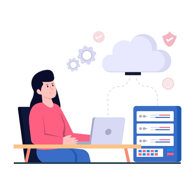 Illustrazione design piatto della gestione del cloud