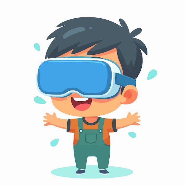 Vector flat design illustration concept exploring new dimension with virtual reality