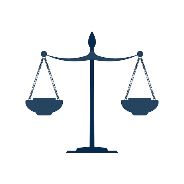 flat design illustration of a courthouse and the gavel and balance of justice